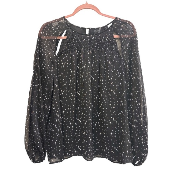 1.STATE black long sleeved starry night blouse with shoulder cut outs 🖤🖤 - Picture 1 of 7